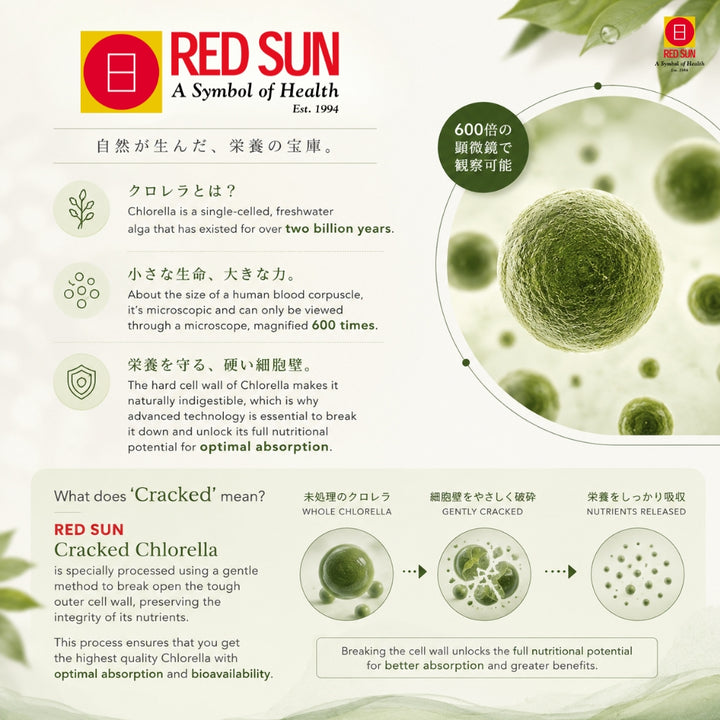 RED SUN Chlorella – Natural Nutrient Superfood for Immune System & Health